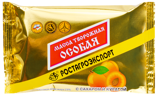 

Масса творожная Ростагроэкспорт с сахаром и курагой 23% 180 г