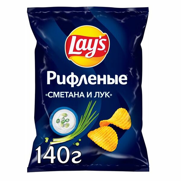 Чипсы картофельные Lay's Рифленые Сметана и лук 140г