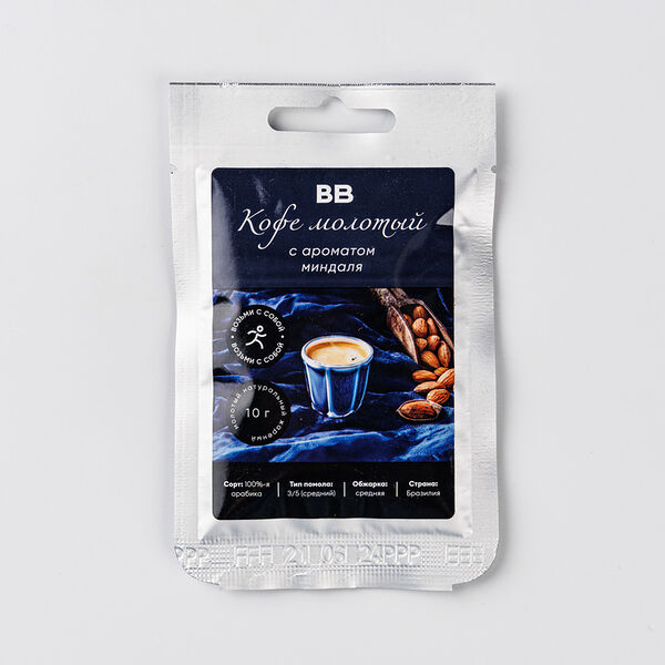 Кофе молотый порционный ВкусВилл с ароматом миндаля, 10 г
