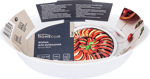 Форма для запекания Homeclub Opal 21х13 см овальная жаропрочное стекло Арт. SR233
