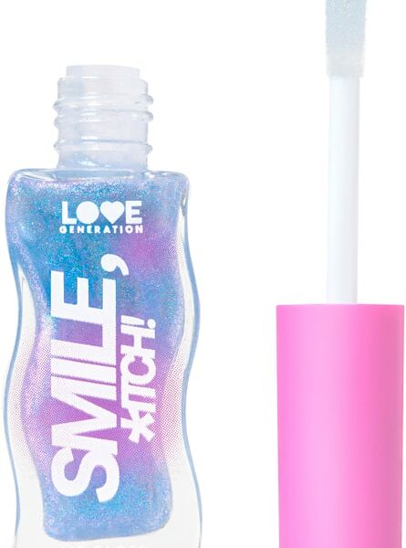 Блеск для губ Love Generation Smile *itch! сияющий Прозрачный с голубыми сияющими частицами Тон 08