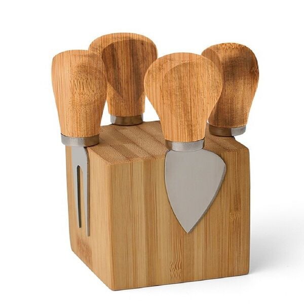 Набор ножей для сыра Maple с подставкой, 4 шт, нерж. сталь/дерево