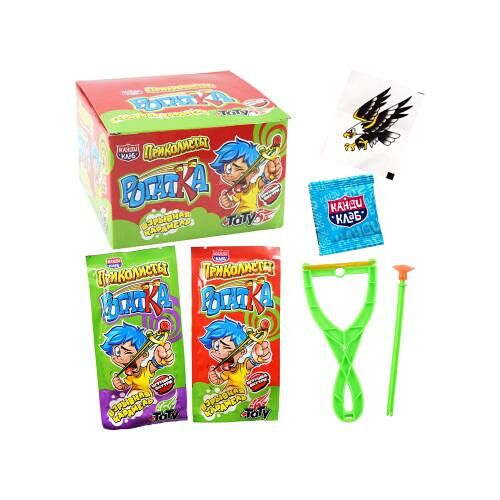 Карамель Канди клаб Взрывная с тату Рогатка 30 г, 1 шт в ассортименте