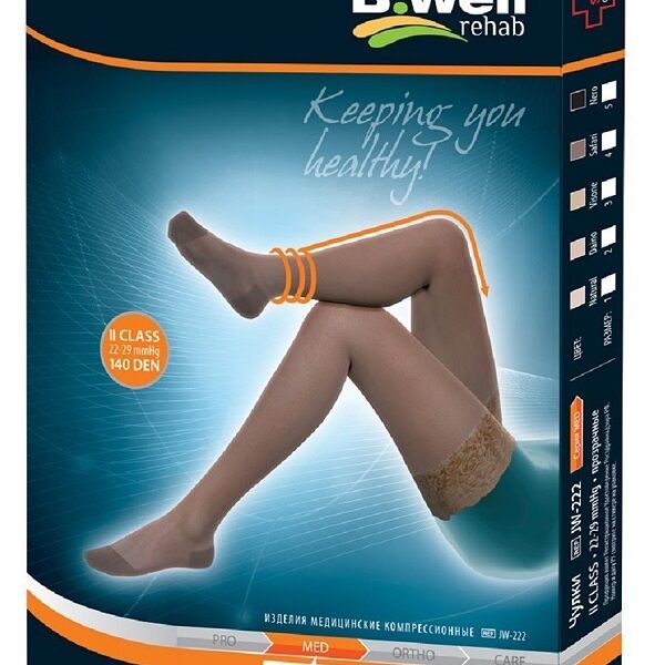 Чулки компрессионные B.Well Med 2 класс размер 2 арт. JW-222 черные