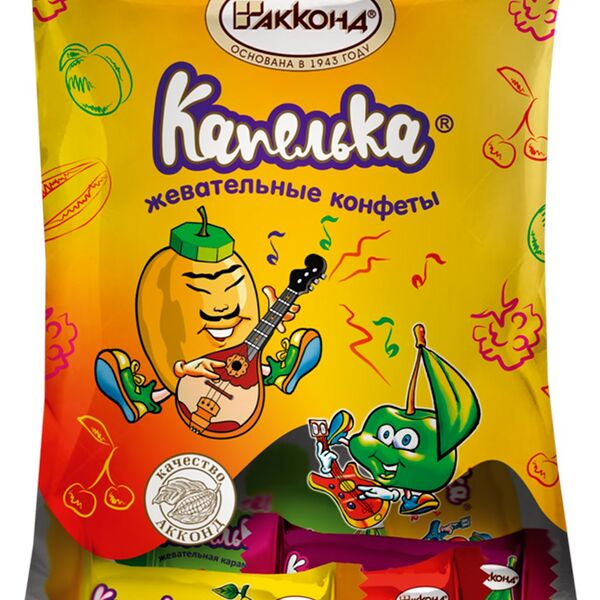 Карамель АККОНД Капелька жевательная микс, 200г