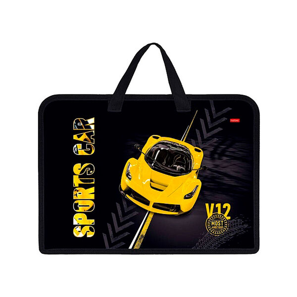 Папка для тетрадей пластик А4ф Hatber  Автоспорт 1 отд с ручк245х340х35мм на молнии в индив упак AMn_07070  Папка