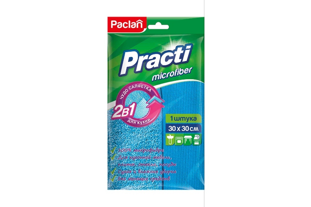 

Салфетка хозяйственная из микрофибры Paclan Practi Micro 2в1 для кухни 30х30 см