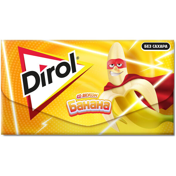 Жевательная резинка Dirol в пластинках без сахара со вкусом банана, 13.5г