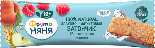 

Батончик фруктово-злаковый детский ФрутоНяня яблоко-персик-малина с 12 месяцев 25 г