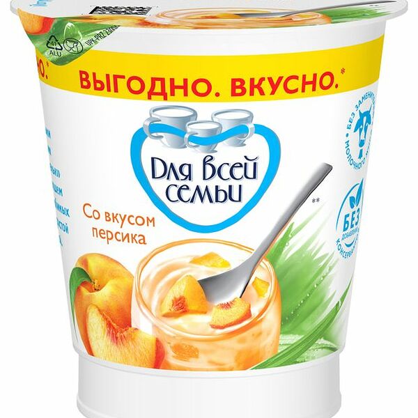 Йогурт Для всей семьи с персиком 1% 290 г