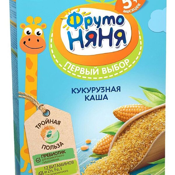 Каша детская Фрутоняня безмолочная кукурузная, с 5 месяцев, 180г