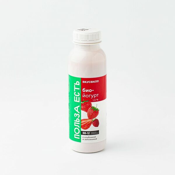 Биойогурт с клубникой и земляникой ВкусВилл, 1.5%