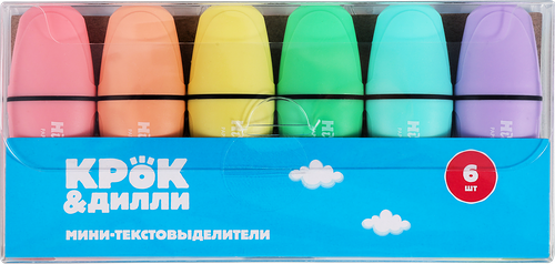 Набор мини-текстовыделителей Крок&Дилли, 6 цветов