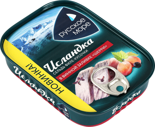 

Сельдь Русское море Исландка филе-кусочки в винной заливке Шерри 115 г