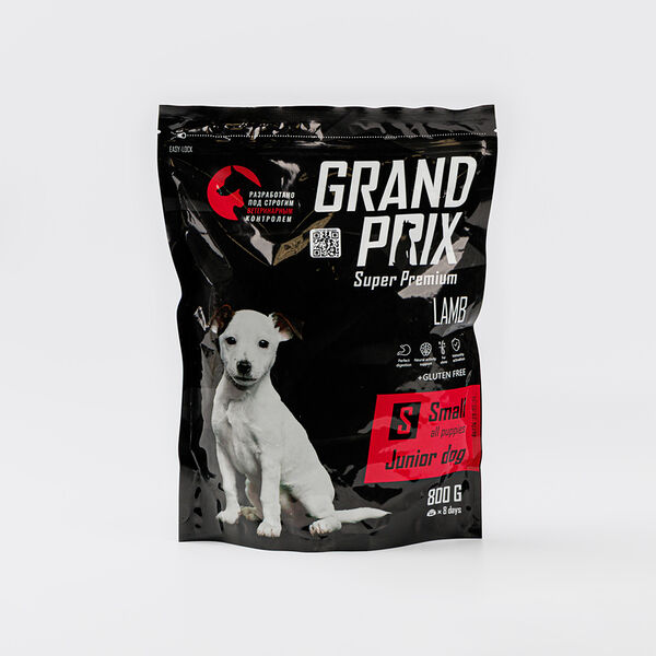 Small Junior Сухой корм Grand Prix для щенков собак мелких и миниатюрных пород ягненок с рисом, 800г