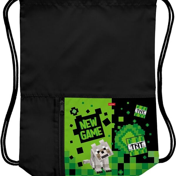 Мешок для сменной обуви Hatber Моя Игра Пиксель 2 отделения 34*41см