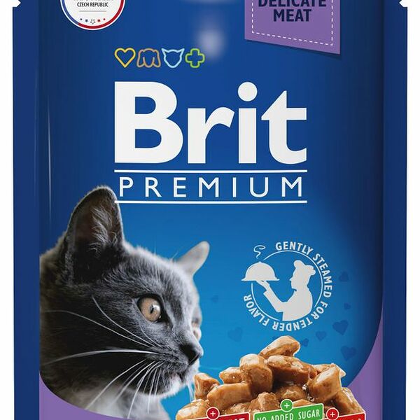 Полнорационный влажный корм Brit Premium премиум-класса для взрослых кошек Кусочки с треской 85 г