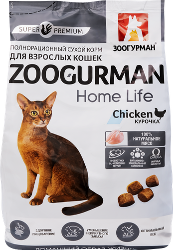 

Корм сухой для кошек Зоогурман Home Life Курочка 1.5 кг