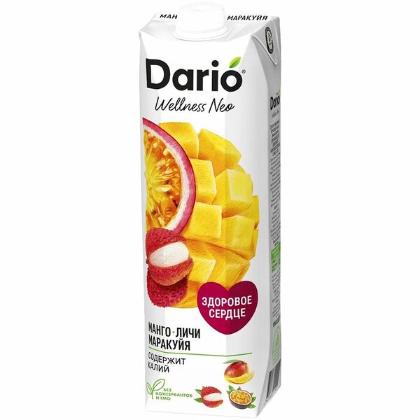 Нектар Dario Wellness Манго, личи и маракуйя 1 л