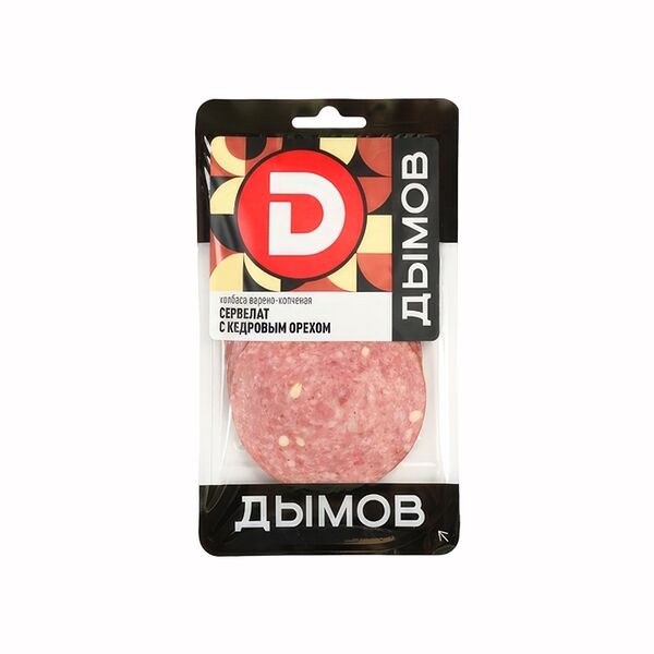 Колбаса Дымов Сервелат с кедровым орехом варено-копченая, 100г