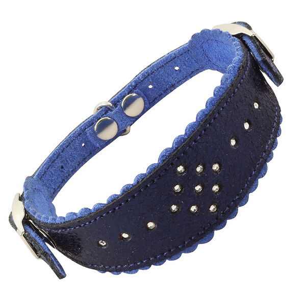 Гамма ошейник-мини кожаный двойной с регулируемой длиной и стразами 