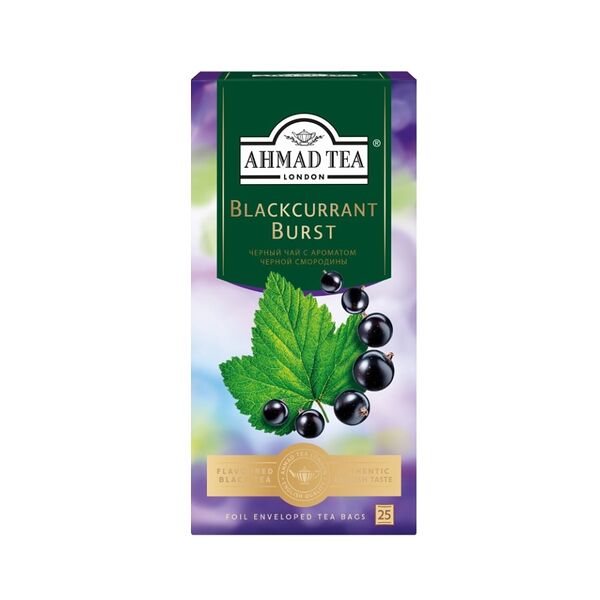 Чай черный Ahmad Blackcurrant burst со вкусом и ароматом смородины в пакетиках, 25х1.5г