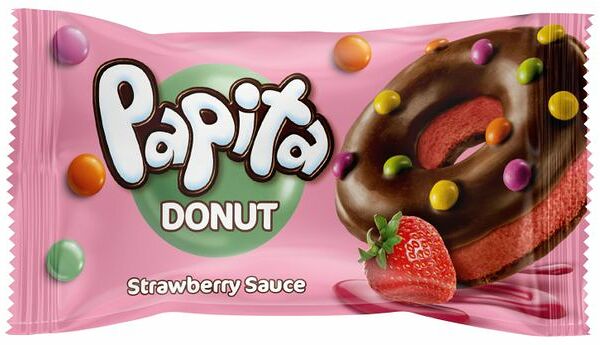 Кекс Papita Donut с клубничной начинкой и цветным драже, 40 г