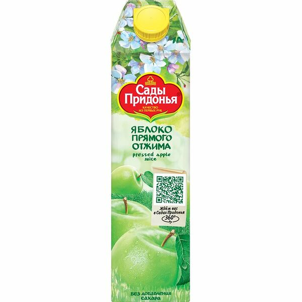 Сок Сады Придонья Яблоко прямого отжима, 1 л