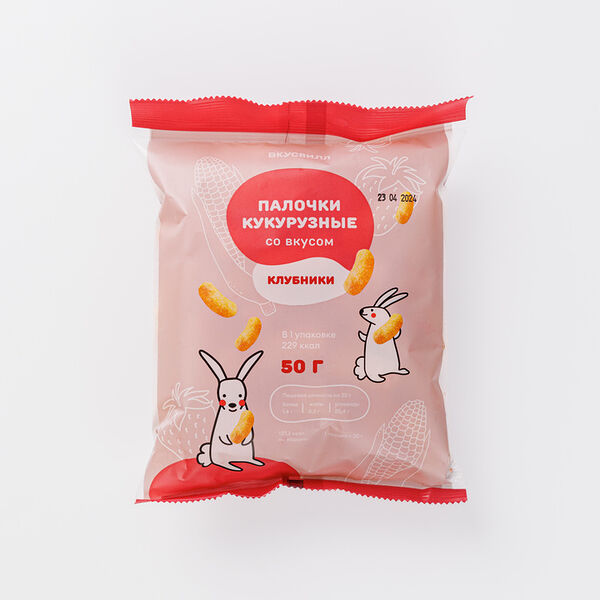 Палочки кукурузные со вкусом клубники, 50г