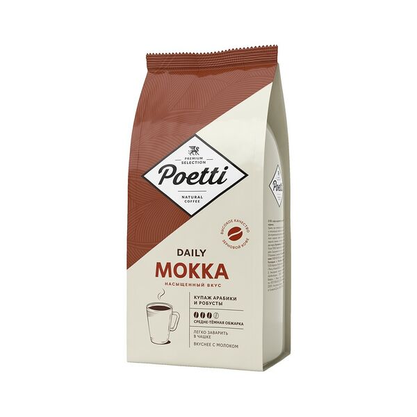 Кофе натуральный жареный Poetti Daily Mokka 1 кг в зернах