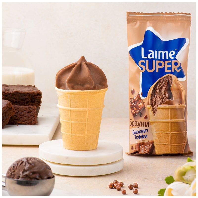 

Мороженое молочное Laime шоколадное Брауни бисквит Тоффи в стаканчике 4% 110 г