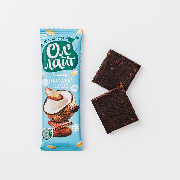 Батончик фрукт-ореховый Ол'Лайт шоколад с кокосом