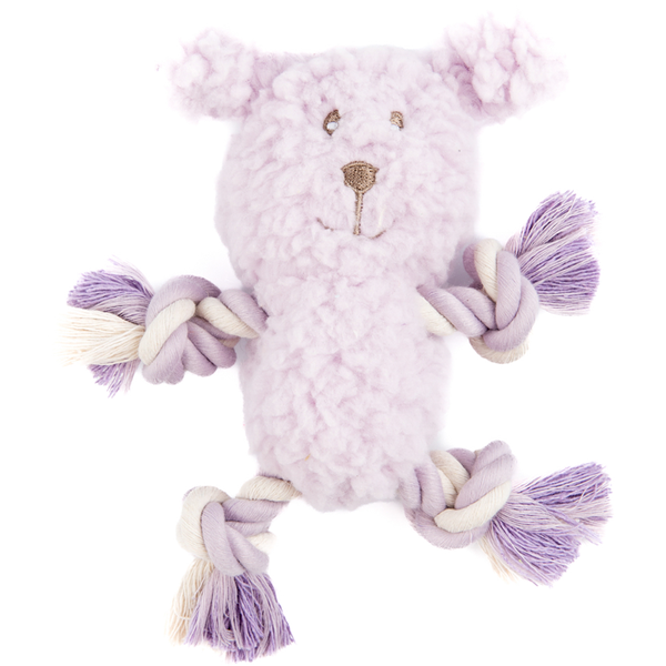 Игрушка AROMADOG Calm для собак Собачка с канатами с пищалкой, сиреневый 15 см