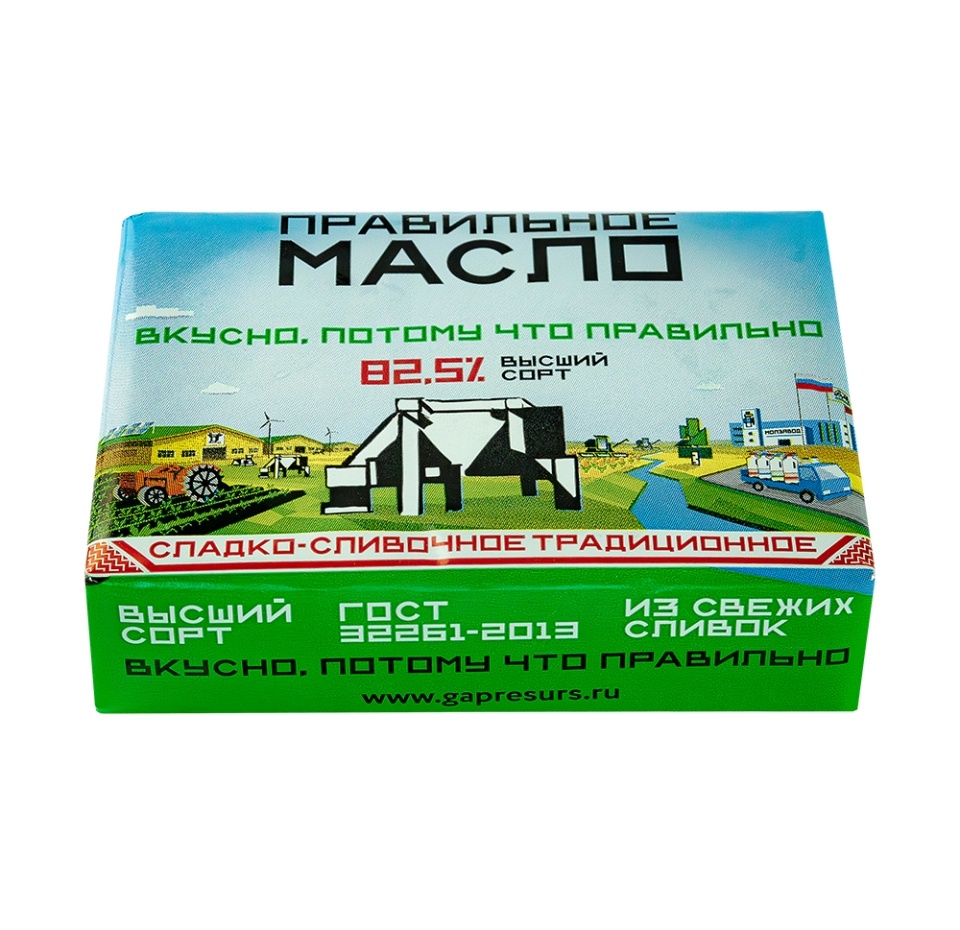 

Масло сладко-сливочное Правильное Масло традиционное 82.5% 180 г