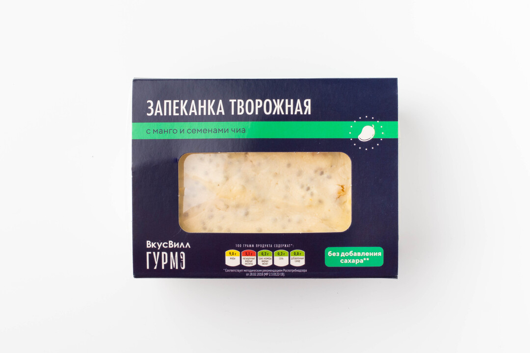 

Запеканка творожная ВкусВилл без добавления сахара с манго и семенами чиа, 220 г