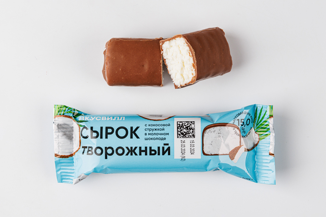 

Сырок творожный ВкусВилл с кокосовой стружкой 15% 40 г