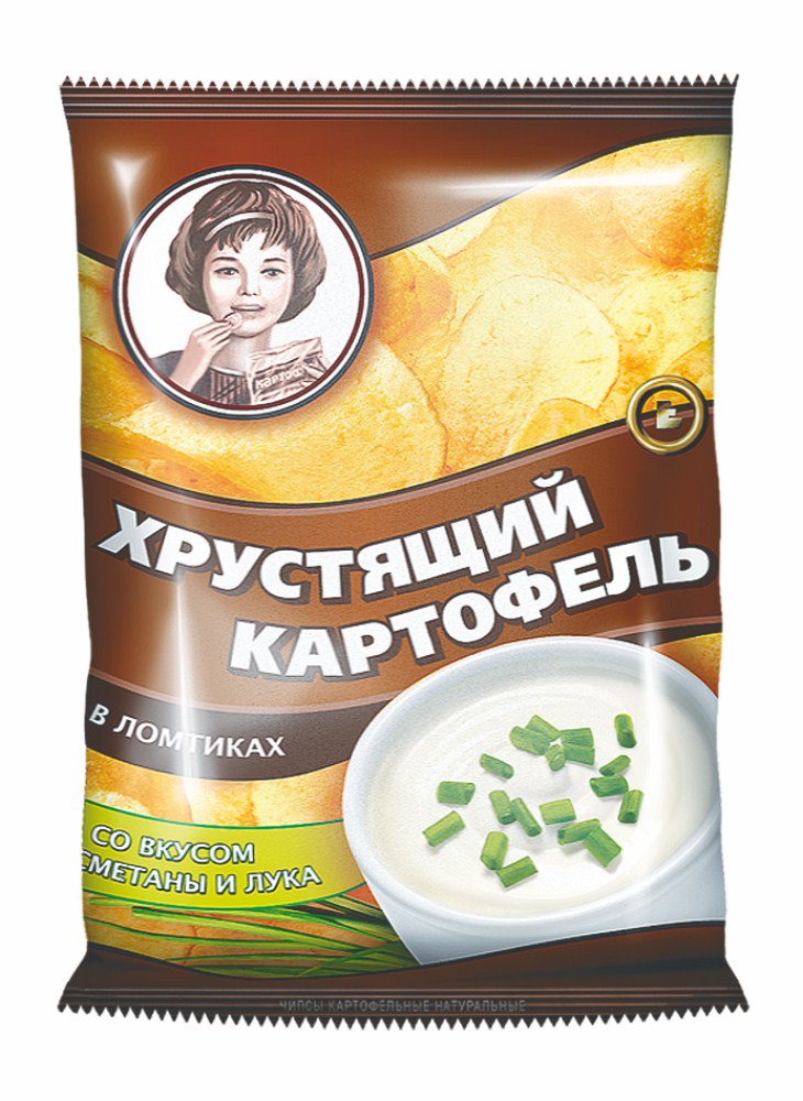 

Чипсы картофельные Хрустящий картофель в ломтиках Сметана и лук 160 г
