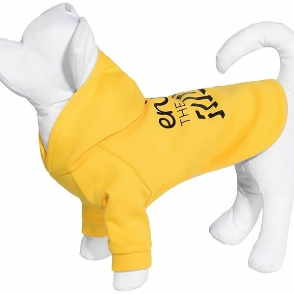 Толстовка для собаки с капюшоном, жёлтая, L (спинка 29 см)