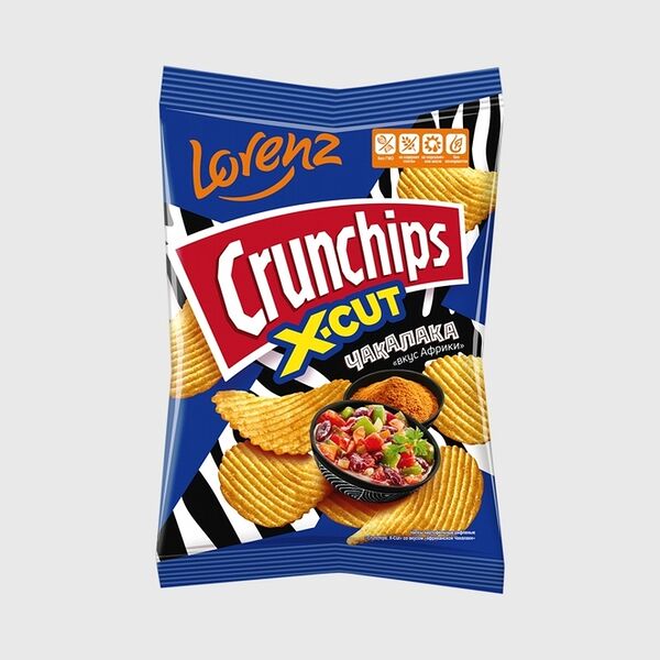 Чипсы Crunchips X-Cut картофельные рифленые со вкусом африканской Чакалаки, 70 г
