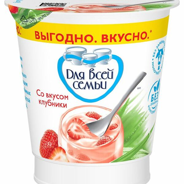 Продукт йогуртный Для всей семьи клубника 1%, 290 г