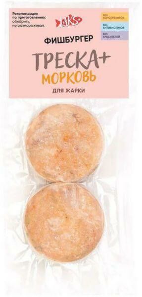 Медальоны из трески замороженные Laks+ с морковью