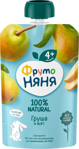 

Пюре ФрутоНяня Груша с 4 месяцев дизайн упаковки в ассортименте 90 г