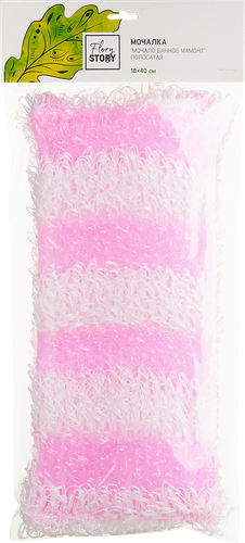 Мочалка для тела Flory Story Мочало банное Мамонт, полосатая, 18х40см