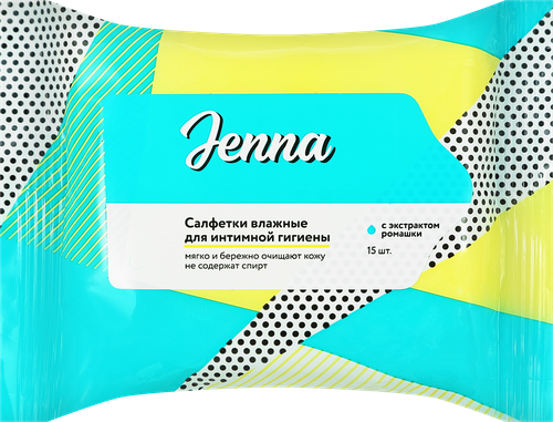 

Салфетки влажные для интимной гигиены Jenna с экстрактом ромашки 15 шт.