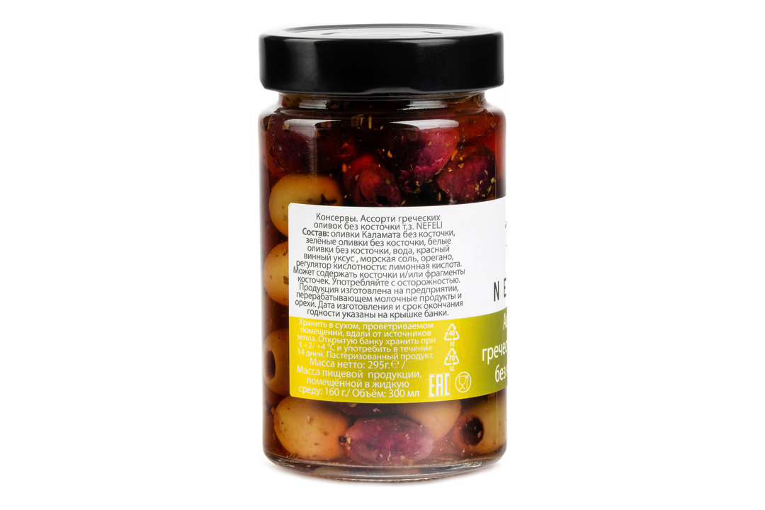 

Оливки Nefeli ассорти без косточки Греция 300 мл