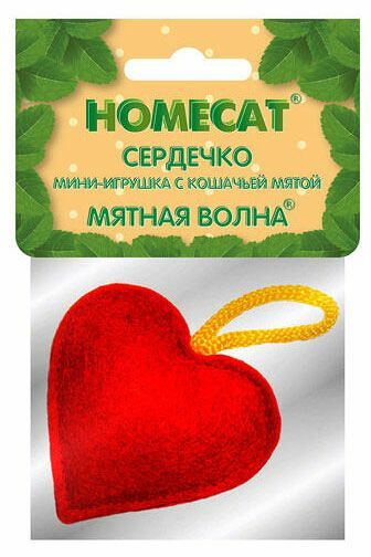 Игрушка для кошек Homecat сердечко мини с кошачьей мятой, 5 см