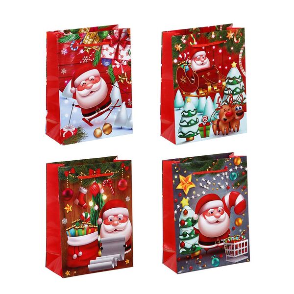 Сноу бум пакет подарочный бумажный, с ламинированным нанесением, 16x12x5.5 см, 4 дизайна, арт 15, в ассортименте 