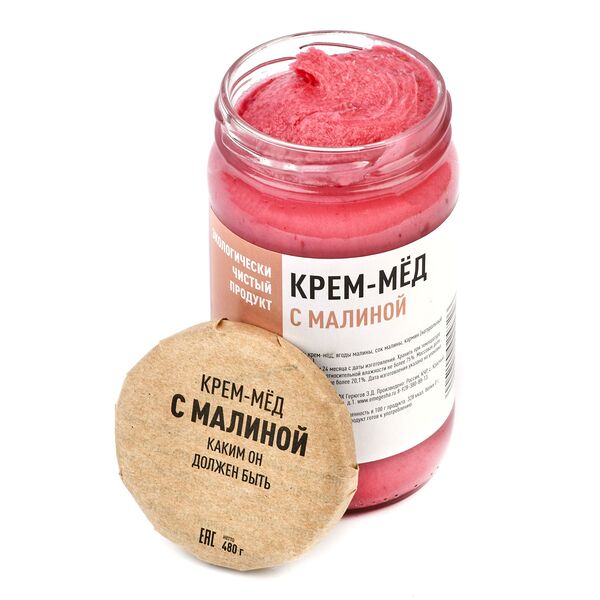 Крем-мед с малиной