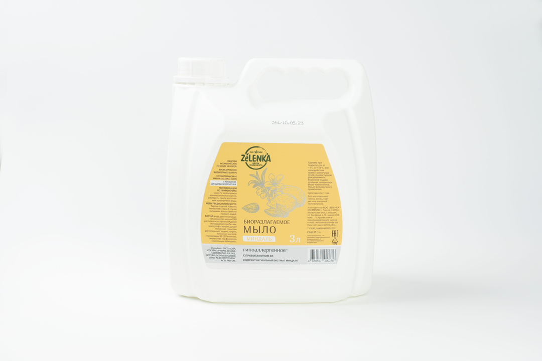 

Мыло для рук жидкое с провитамином В5 "Миндальное молочко" Zelenka, 3 л