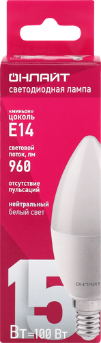 

Лампа светодиодная Онлайт свеча 15 Вт Е14 дневной свет